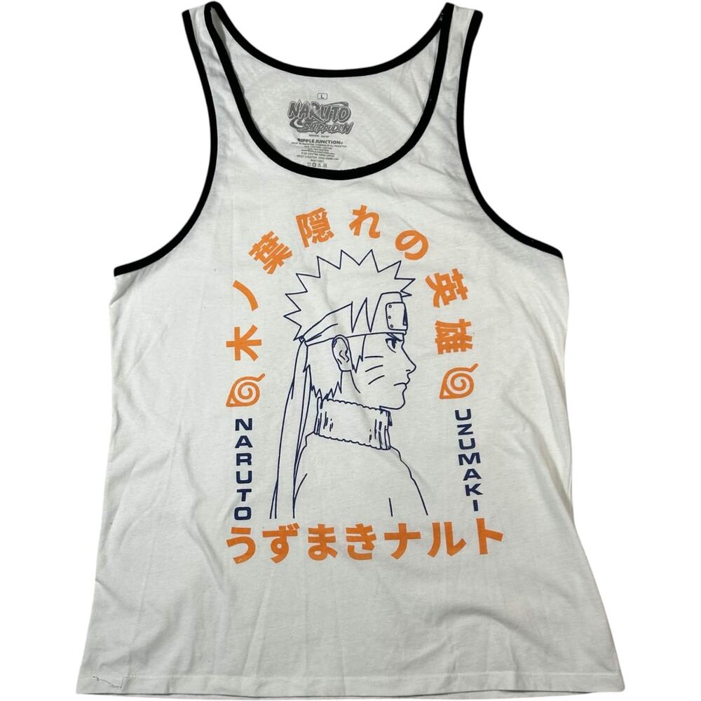 Naruto Shippuden Ripple Junction Tank Top White Men's Sz L Y2K Anime Streetwear